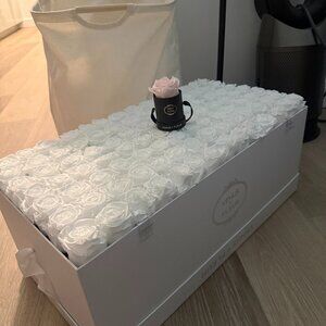 Venus et Fleur Grand White Eternity Roses Rectangular Box – Luxury Preserved Ros